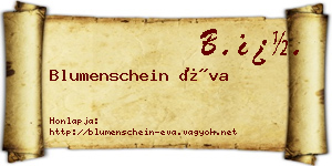 Blumenschein Éva névjegykártya